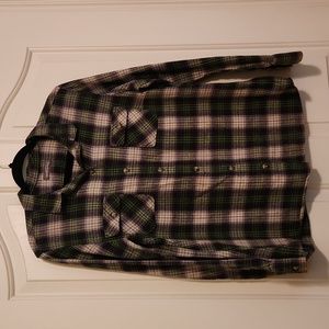 Eddie Bauer Green plaid flannel button down shirt